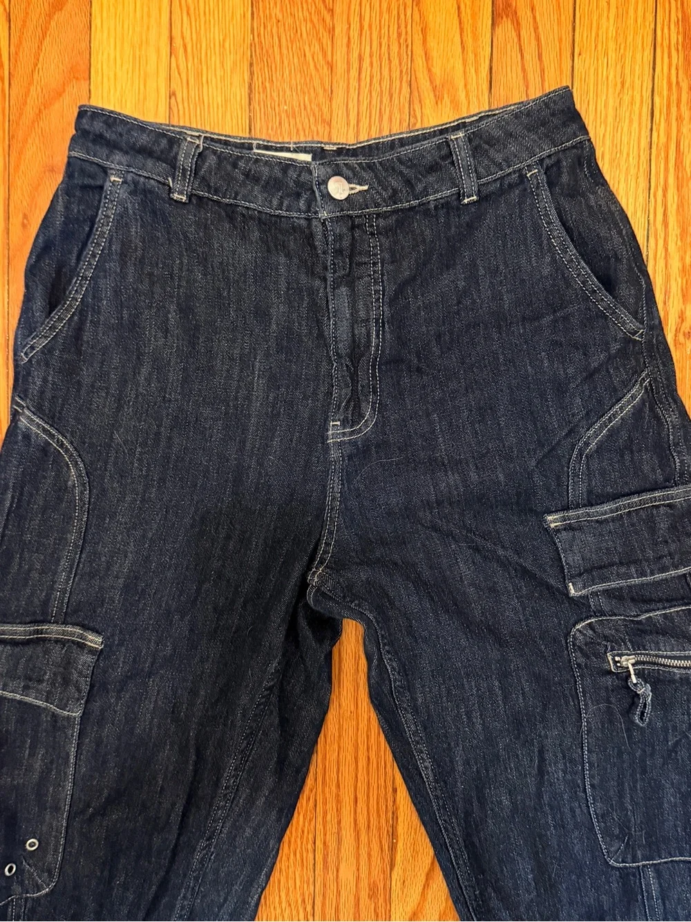 NWOT Pilcro Anthropologie High-Waist Dark Blue Cargo Slim Jeans for Women